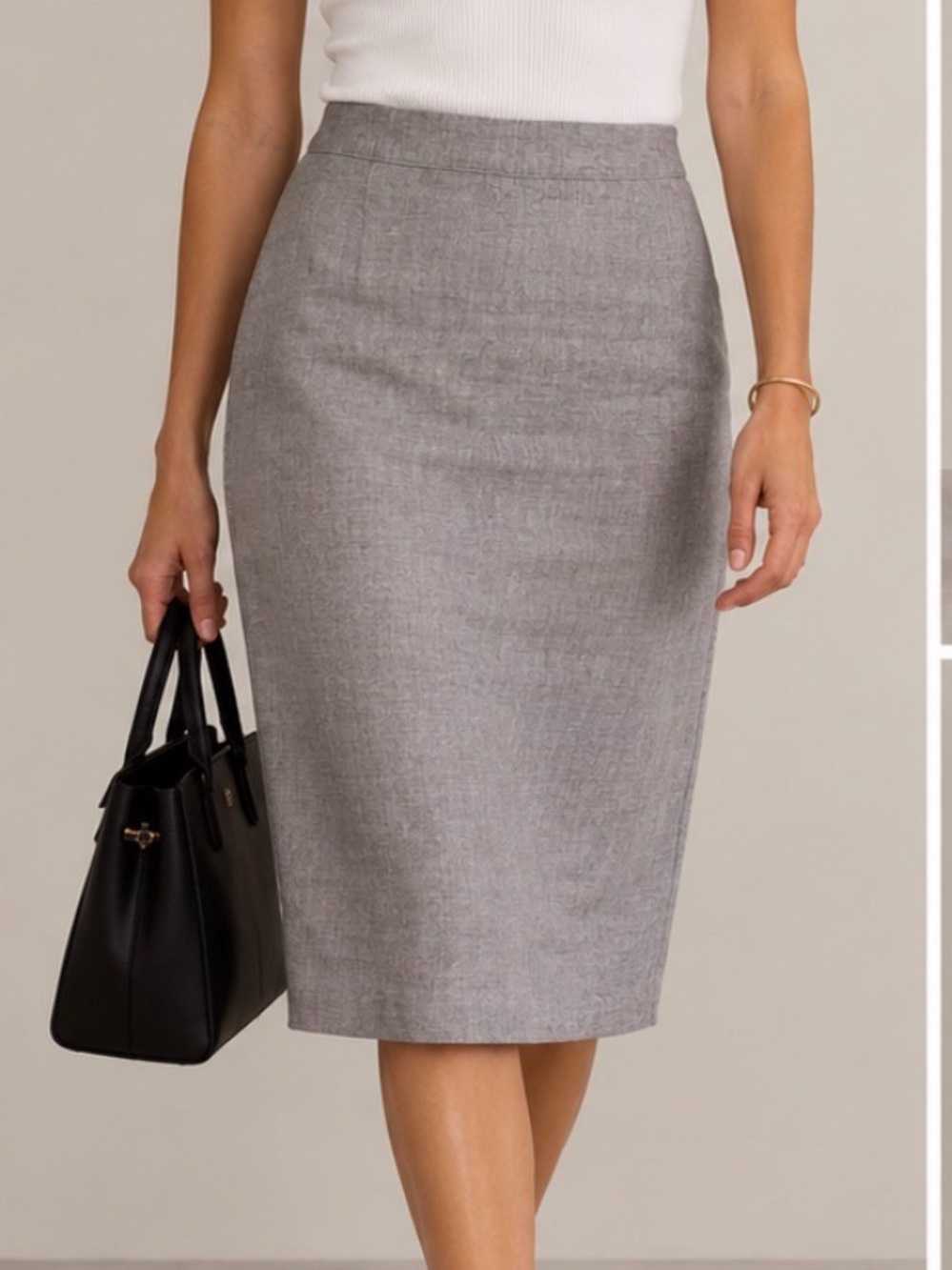 Joseph Gray Linen Midi Pencil Skirt Purple Sheen Made France Size S